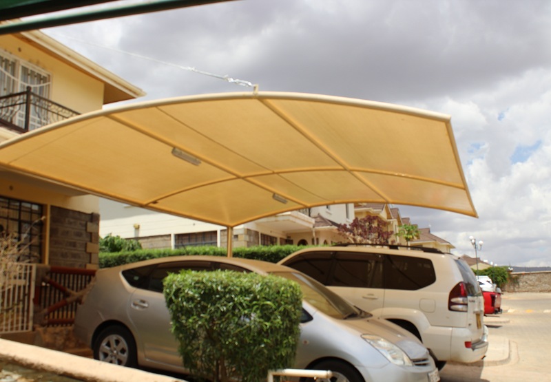 Biege Cantilever Car Parking Shade