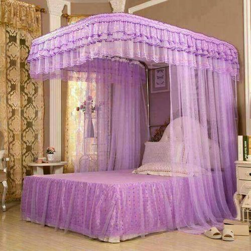 Two Stand Mosquito Net With Sliding Rails – purple