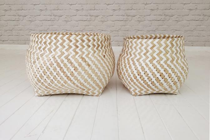 Zigzag Bamboo & Plastic Baskets